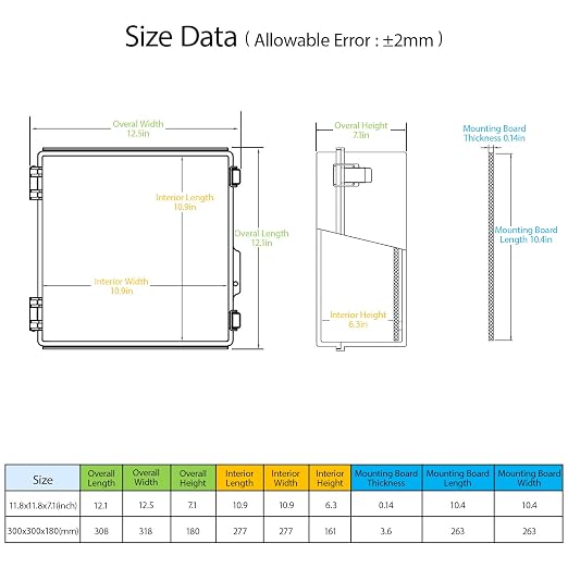 LeMotech Electrical Box, IP67 Waterproof Hinged Cover Stainless Steel Latch - Image 2