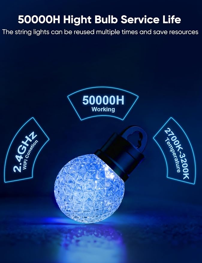 APPECK Outdoor String Lights 50ft, RGBW Color Changing Patio Lights - Image 4