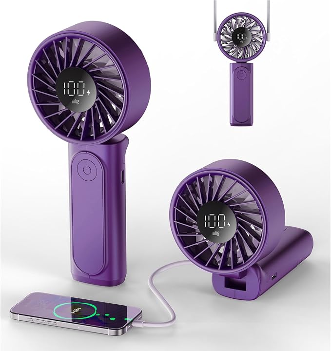 Peiyuu Portable Handheld Fan, USB Rechargeable 180° Foldable Mini Desk Fan by Peiyuu