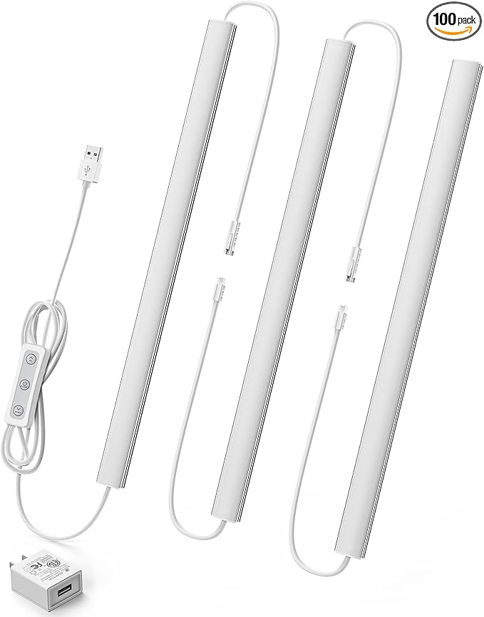 Under Cabinet Lighting Plug-in, Dimmable Under Counter Lights by Vovamo