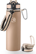 GOSWAG Insulated Sports Water Bottle, 24oz 2 Lids, Stainless Steel Water Bottles by GOSWAG