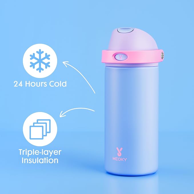 18 oz Insulated Water Bottle for Sports: Meoky Kids Water Bottle - Image 3
