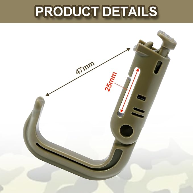 6 Pack 2.12“ Tactical Locking D Ring Plastic Carabiner Backapck Molle Hook Clip - Image 3