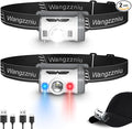 LED Headlamp Rechargeable Type-C, 2 Pack Super Bright Head Lamps, 8 Modes Clip by Wangzzniu