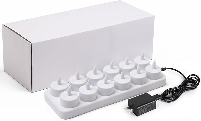WoneNice Rechargeable Tea Lights Flickering Flameless Candles - Image 7