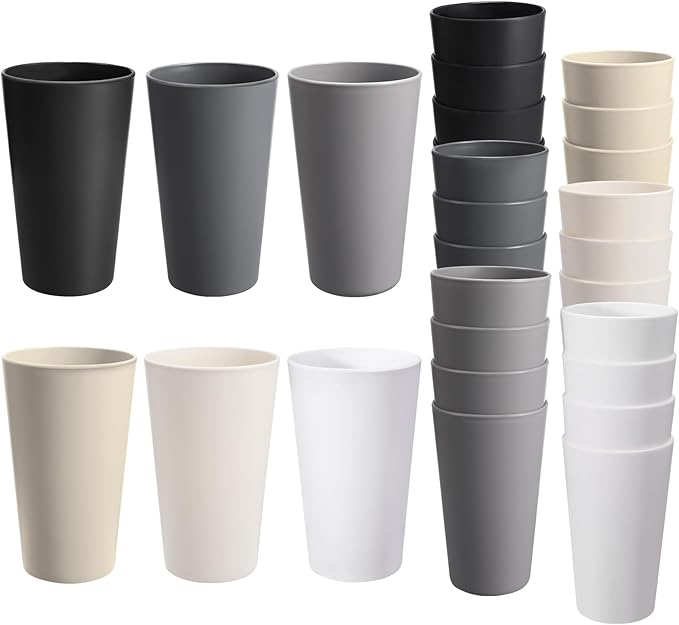 24 Pcs Unbreakable Plastic Cups Set, 20 oz Reusable Plastic Cups, Stackable by StayHealthyStayHappy