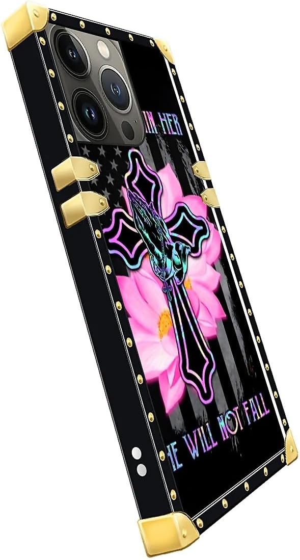 Compatible with iPhone 15 Pro Max Case, Praying Cross Hands Luxury Golden - Image 4