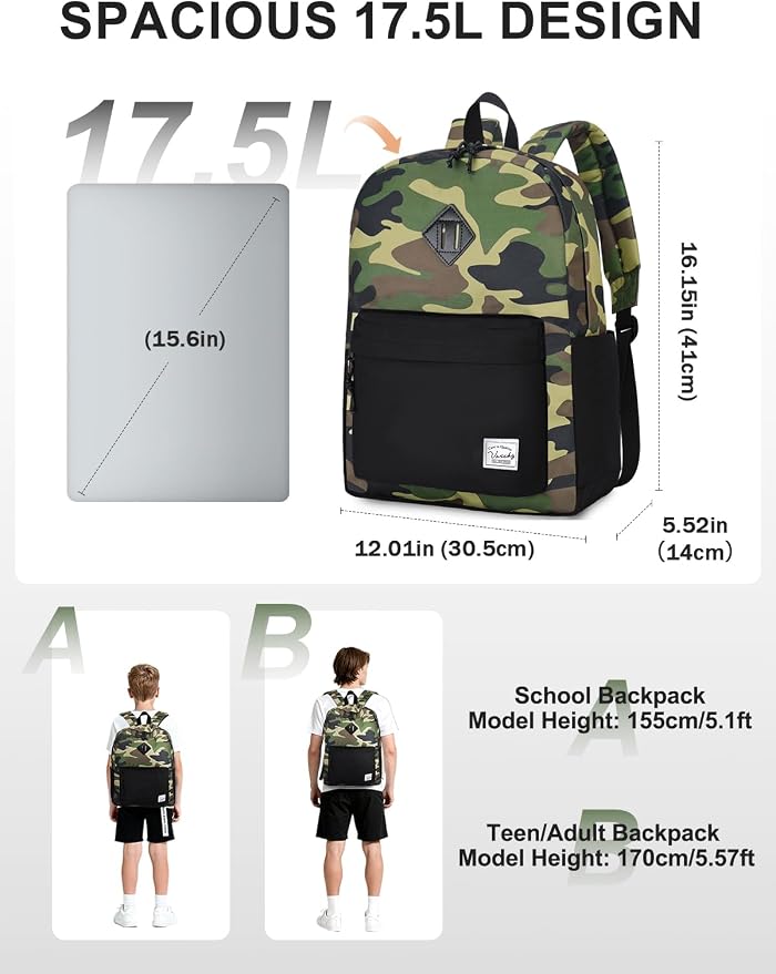 VASCHY Lightweight Backpack for Men, Water Resistant Classic Daypack for Travel - Image 2