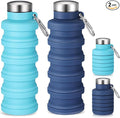 Baderke 2 Pcs Collapsible Water Bottles 17oz Silicone Travel Foldable Portable by Baderke
