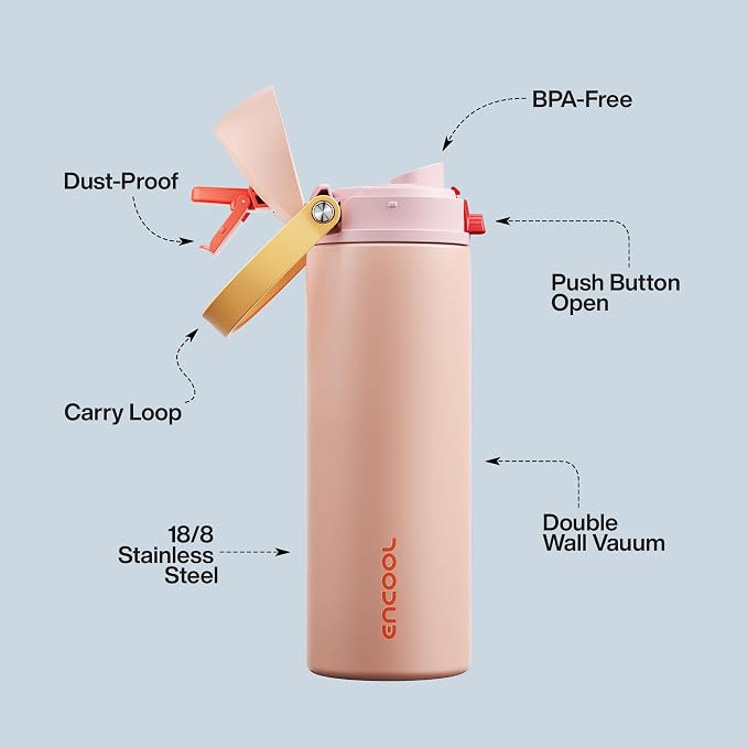 Insulated Water Bottle with Straw - Image 4