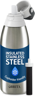 Brita Stainless Steel Premium Filtering Water Bottle, Replaces 300 Plastic by Brita