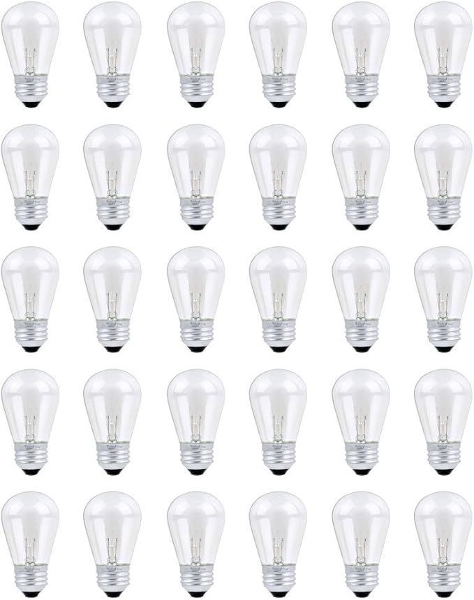 30 Pack S14 Outdoor String Light Bulbs Set orange, 120V 11W Clear Outdoor Patio by SkullisGemsandCrystals