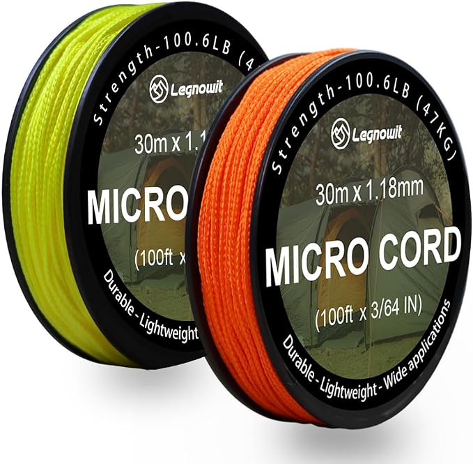 Micro Paracord, 1.18mm x 100ft Thin Mini Utility Braided Small Paracord by Legowitoutdoor