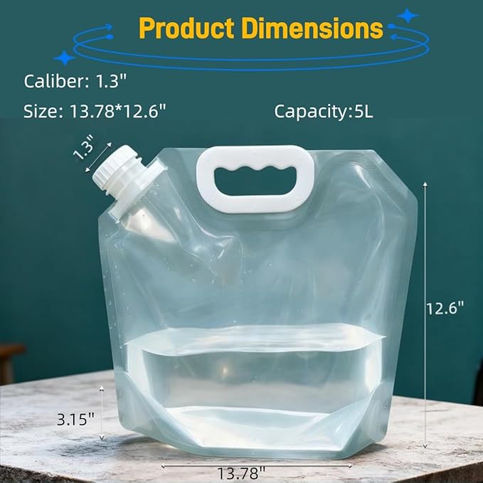 4 Pack 5L BPA Free Collapsible Water Tank Container Portable Lightweight Space - Image 2