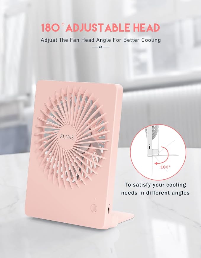 Zuvas Desk Fan Battery Operated Fan Rechargeable 180°Tilt Folding Personal Fan - Image 4
