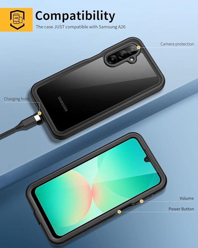 Lanhiem for Samsung Galaxy A26 Phone Case, IP68 Waterproof Dustproof, Built-in - Image 6