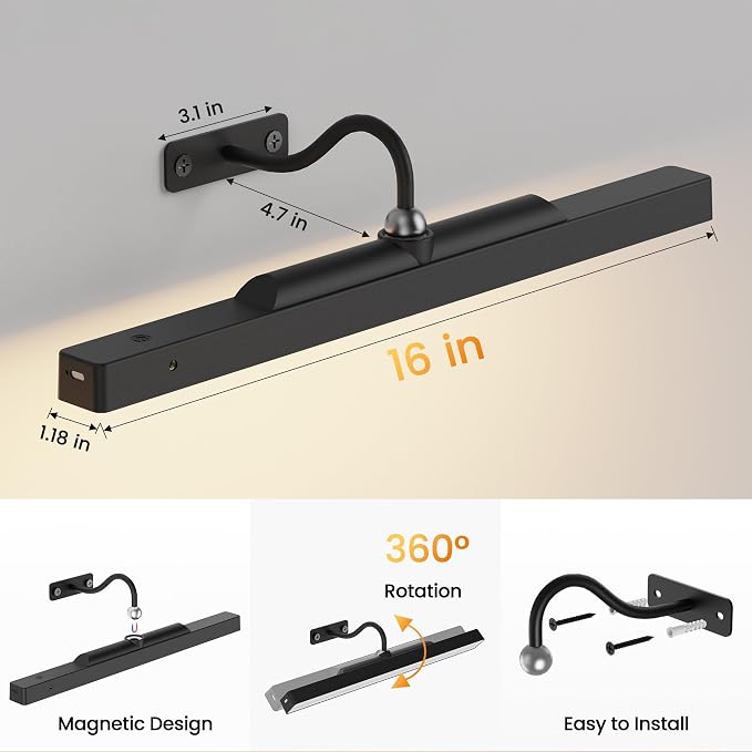 3Pack Picture Light Battery Operated, 16in Picture Light - Image 4