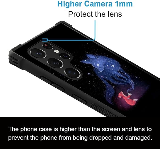 for Samsung Galaxy S22 Ultra Case, Galaxy Fox Wolf Pattern Graphic Design Girl - Image 3