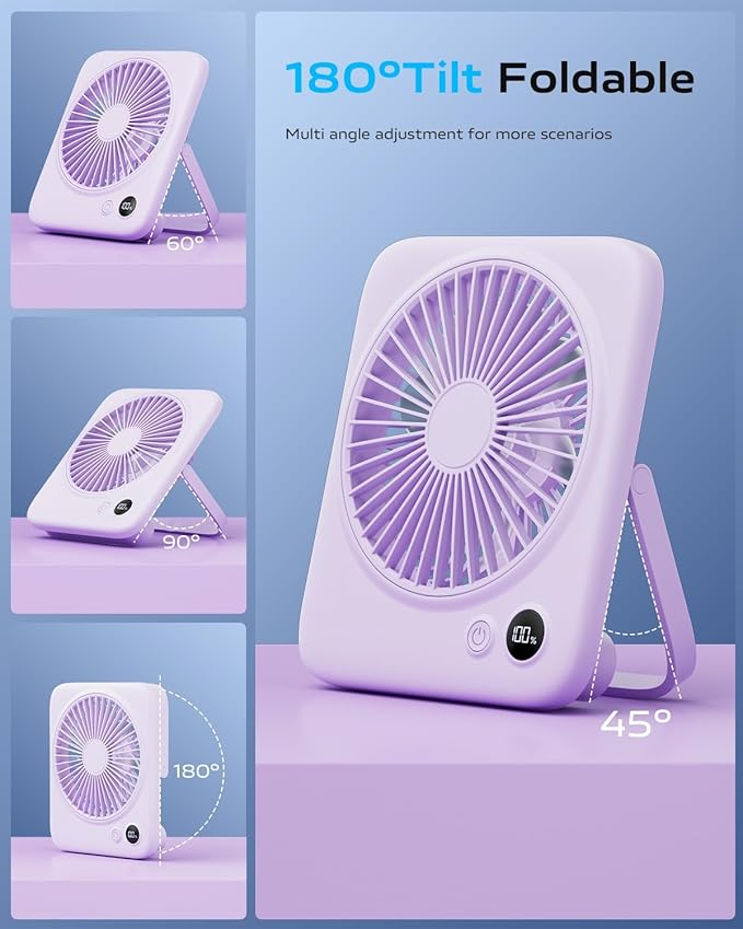 Otlonpe Portable Desk Fan 6.5 Inch, 4000mAh Rechargeable Battery Operated & USB - Image 6