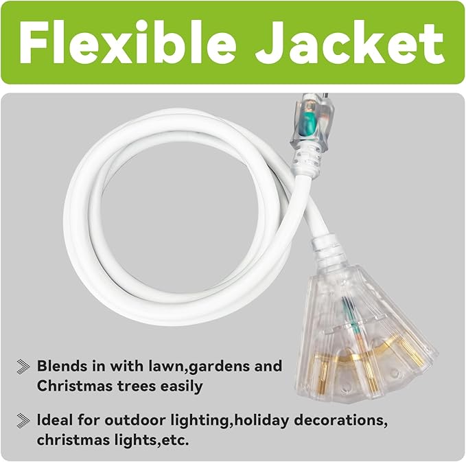 EP 40FT 12 Gauge Heavy Duty Extension Cord, 15A 125V 1875W, 3 Outlet - Image 6