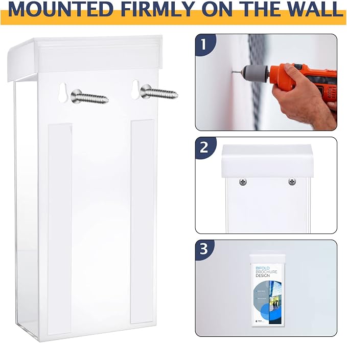 Remerry Acrylic Outdoor Brochure Holder 4 x 9 Inch Waterproof Wall Mount - Image 5