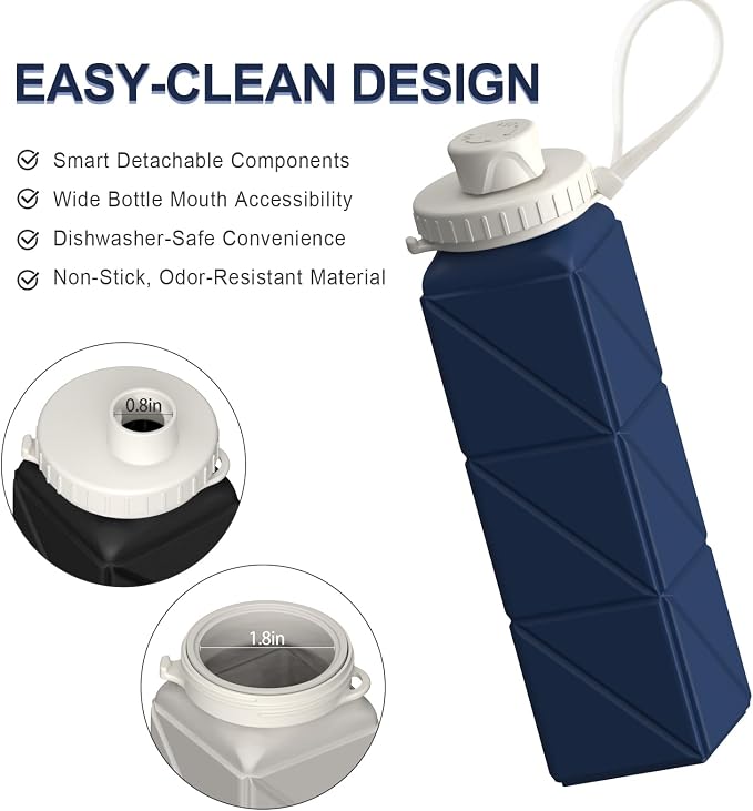 BEAUTAIL Collapsible Water Bottles 20.6oz, Silicone Foldable Portable Travel - Image 5