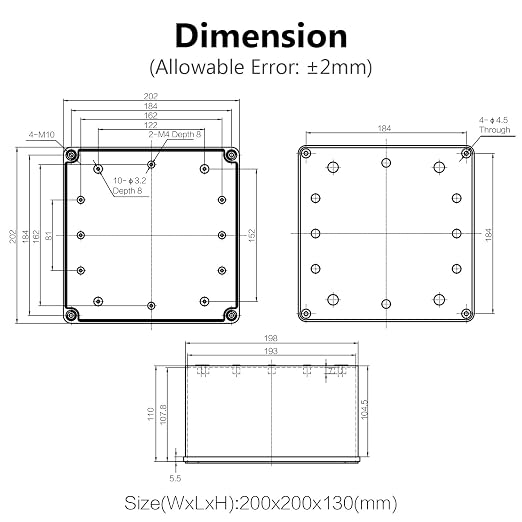 LeMotech Waterproof Dustproof IP67 Junction Box DIY Case Enclosure Gray 7.9 x - Image 6