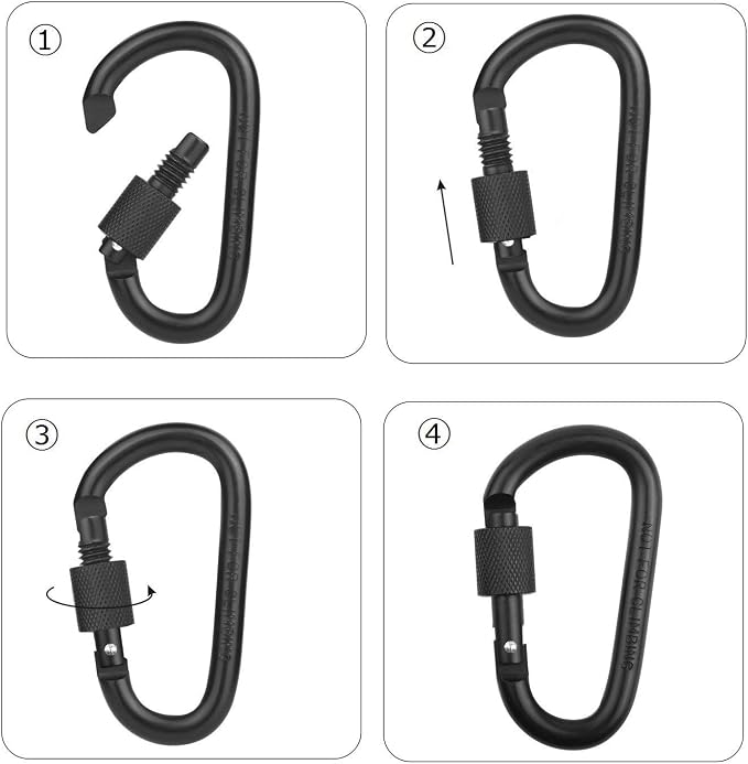 Locking Carabiner Clip, Vonpri 3 Inch D Ring Clips Spring Snap Key Chain Hook - Image 6