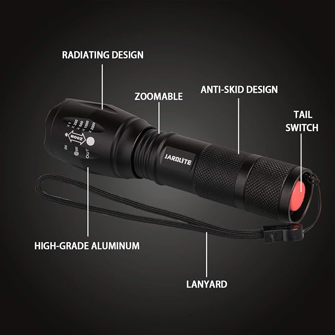 JARDLITE 8 Pack LED Emergency Handheld Flashlight, Adjustable Focus, Water - Image 2