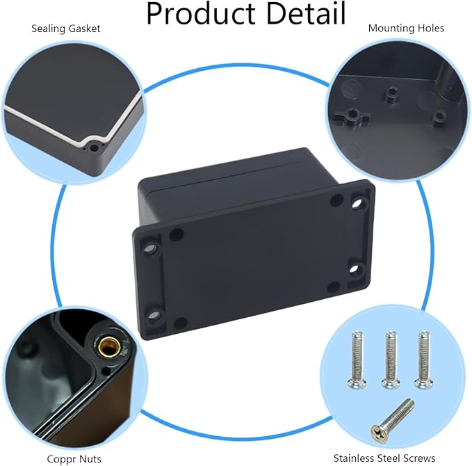 2 Pack Project Box IP65 Waterproof Junction Box ABS Plastic Black Electrical - Image 5