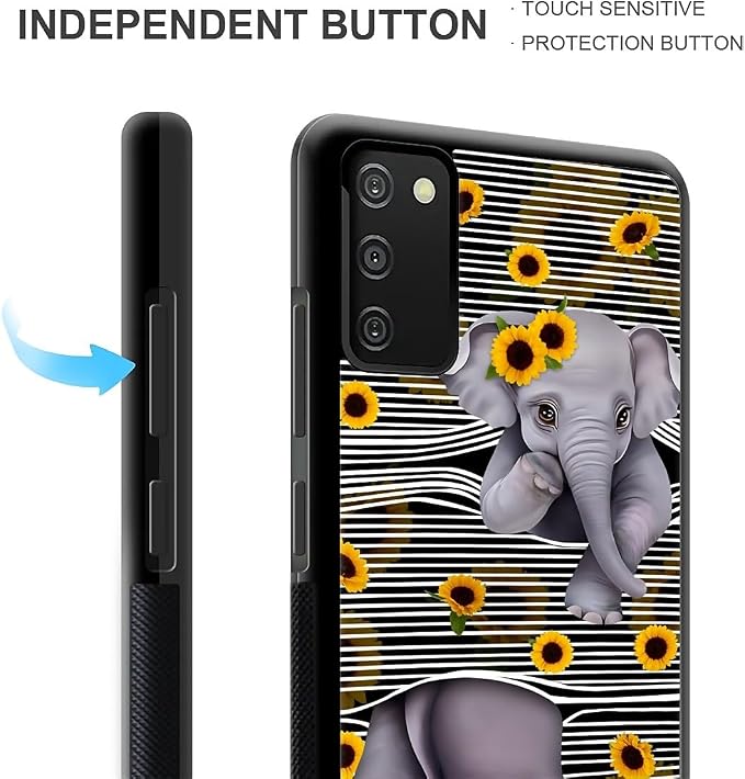 for Samsung Galaxy S20 FE Case, Cute Little Elephant Sunflower White Line Art - Image 2