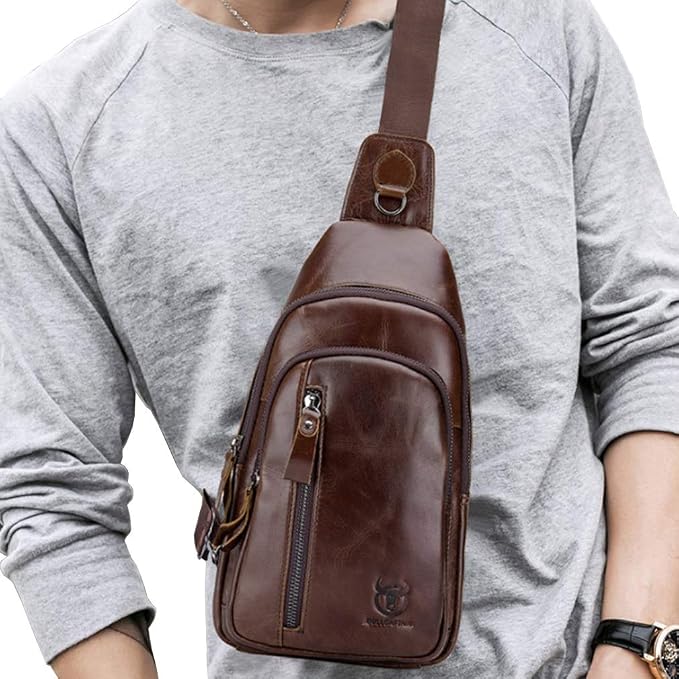 Hebetag Leather Sling Bag Crossbody Backpack - Image 2