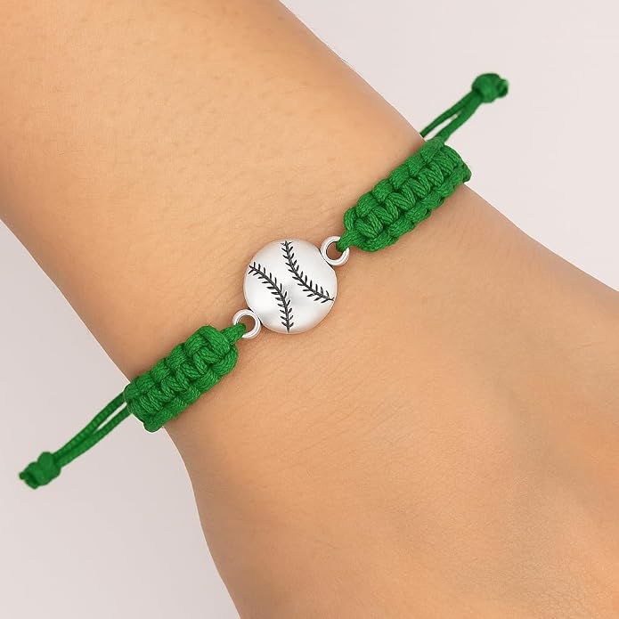 Sportybella - Baseball Bracelet, Baseball Jewelry, Adjustable Braided Baseball - Image 2