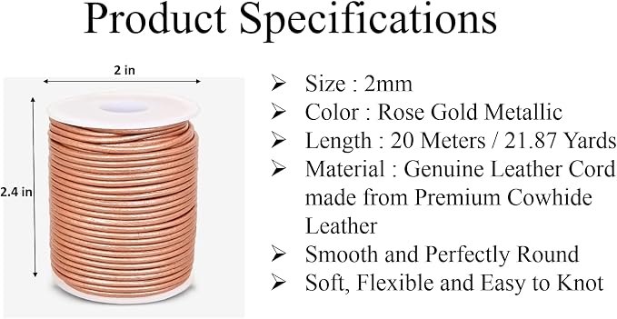 GENIQUE Real/Genuine Round Leather String Cord - Image 3