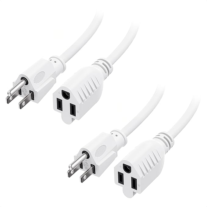 Cable Matters 2-Pack 16 AWG Heavy Duty 13A Power Extension Cord - 3ft by CableMatters