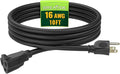 Indoor Outdoor Extension Cord 10 FT, 16/3 SJTW Weatherproof Black Electrical by GREATIDE