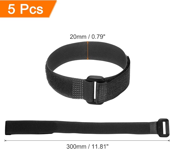MECCANIXITY 5Pcs Reusable Battery Tie Down Straps, 0.8x12" Black Nylon - Image 2