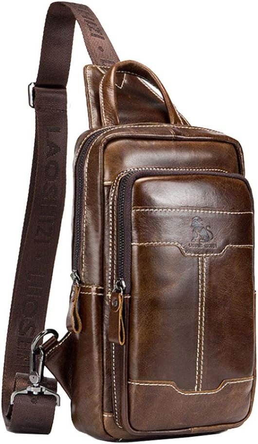 Leather Sling Bag Backpack Daypack Handbag by Hebetag