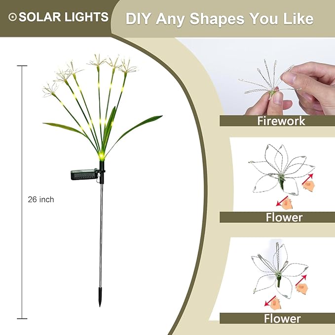 Solar Garden Lights Outdoor: Waterproof 6-Pack DIY Decorative Firework Lights - Image 4