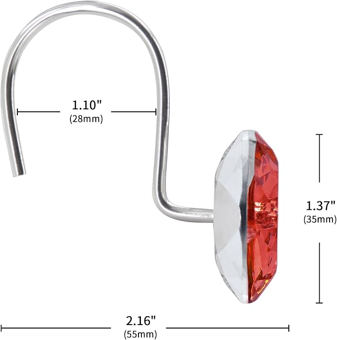 MitoVilla Red Christmas Shower Curtain Hooks Rings, Holiday Shower Hooks - Image 5