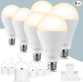 6Pack Rechargeable Emergency Light Bulb, A19 9W Warm White 3000K Self-Charging by ALUOCYI