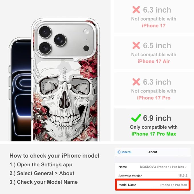 MOSNOVO for iPhone 17 Pro Max Case | Military Grade 6.6ft Drop Tested | Camera - Image 2