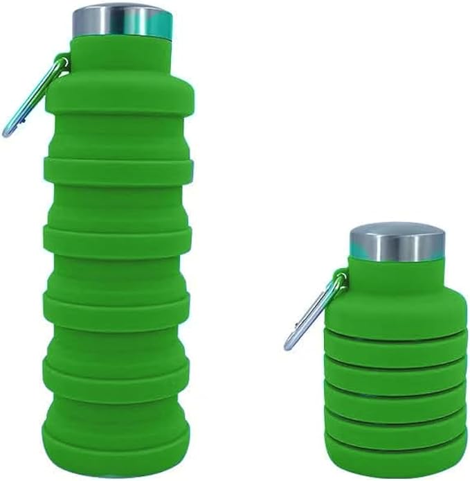 Collapsible Water Bottles 17oz, Odorless BPA-Free Silicone, Leak-Proof Foldable by VadoWorld