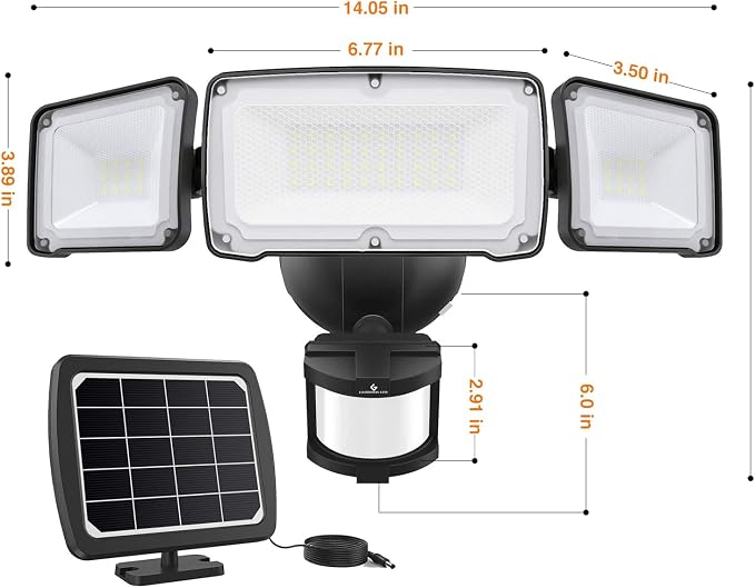 GLORIOUS-LITE Solar Security Lights 2400mAh LED Motion Sensor Light Outdoor - Image 7