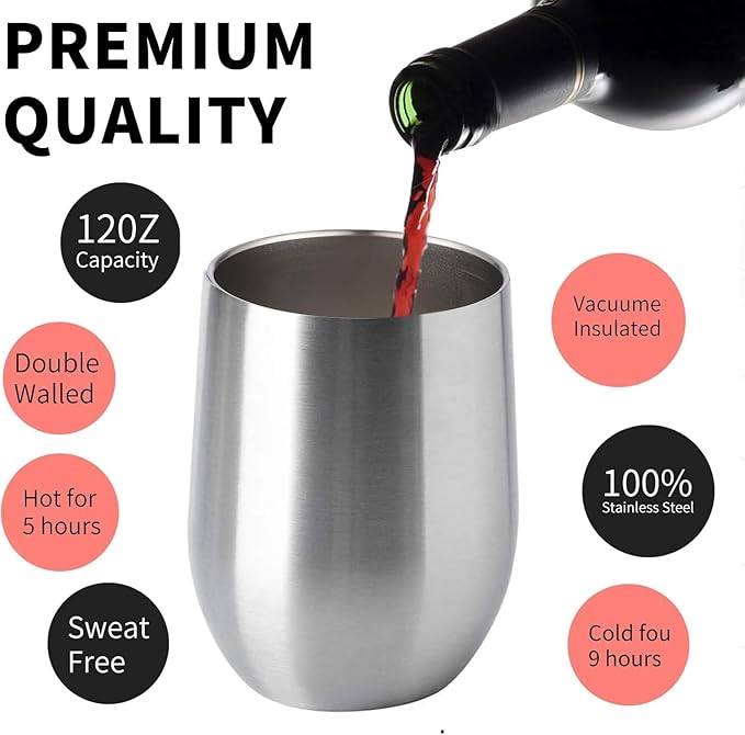 12oz/6 Pack Wine Tumbler Glasses - Image 3