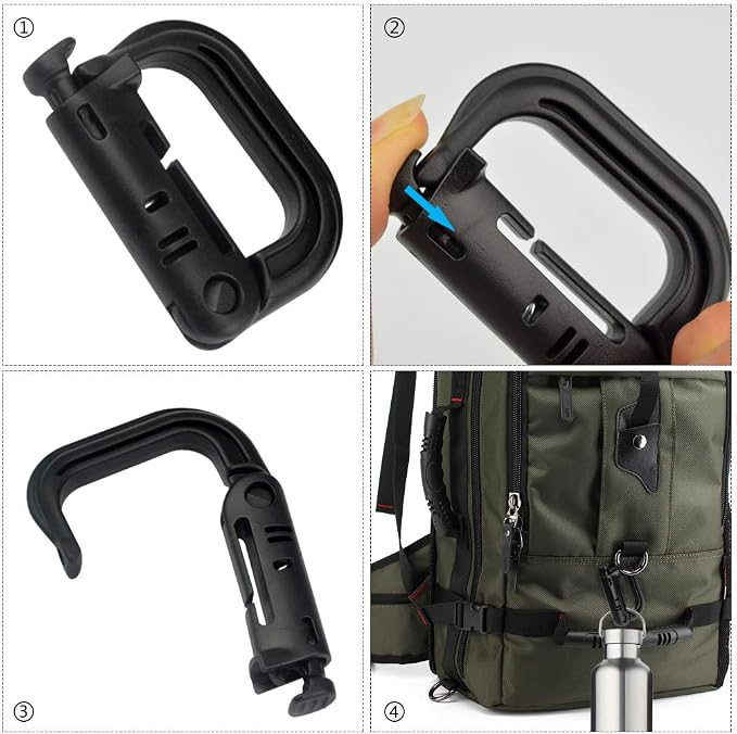 Topbuti 18 pcs Multipurpose Grimlock D-Ring Locking Molle Clips Hanging Hook - Image 5