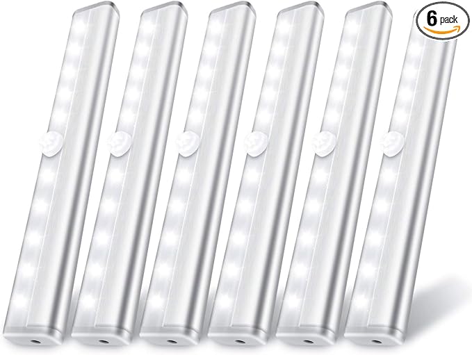 6 Pack Motion Sensor Lights, 10 LED Closet Battery Operated Lights, Stick-On by lexall