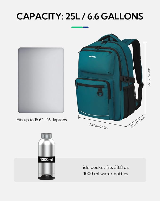 WATERFLY Travel Laptop School Backpack: Big Student College Middle School - Image 4