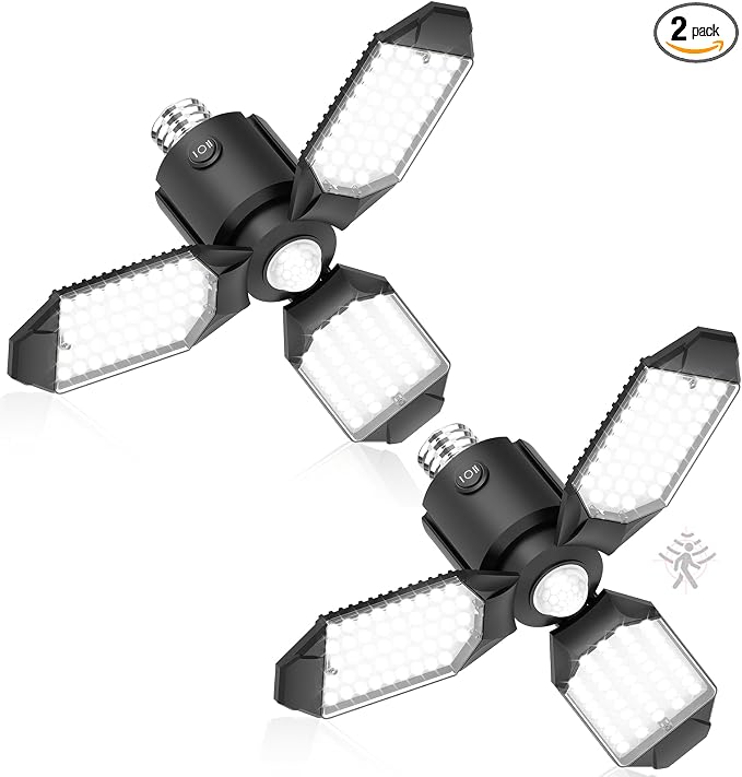 toberich Motion Sensor Garage Lights 2 Pack, 8000LM Motion Sensor Shop Light w/ by ToberichUltraBrightLight
