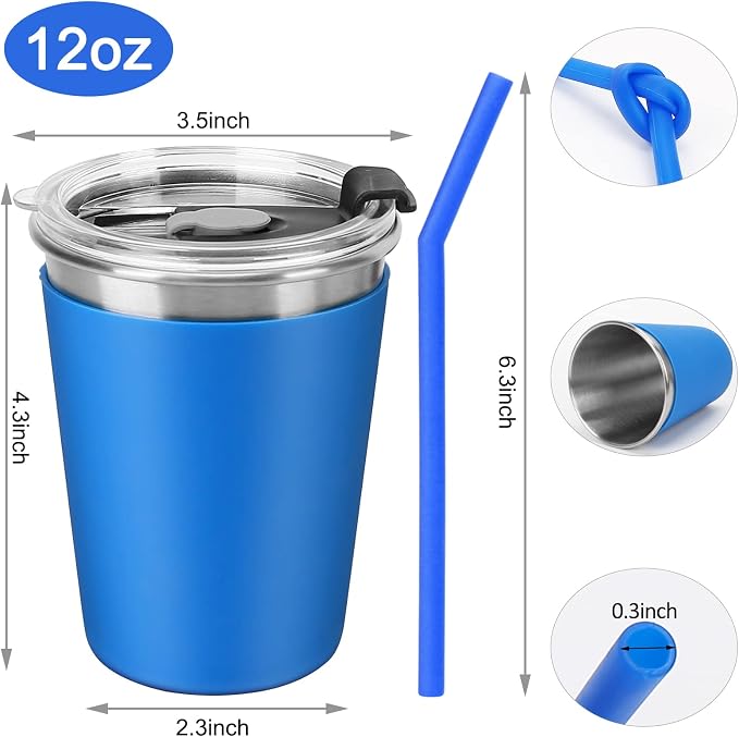 Kids Cups with Lids and Straws, 12oz Kids Tumblers with Straws and Lids Spill - Image 3